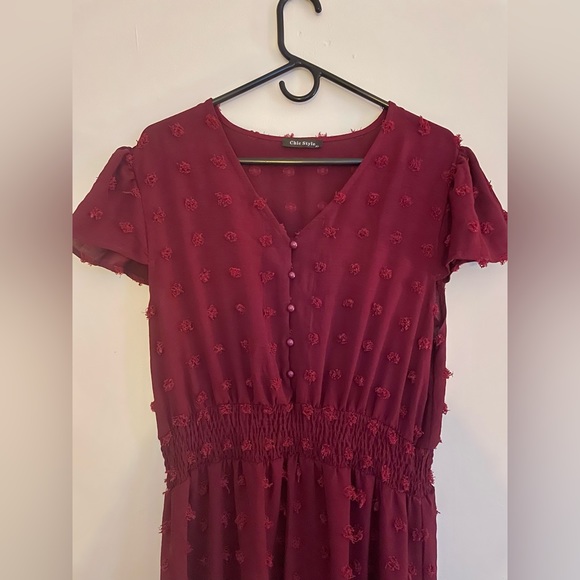 Red Wine Boho Dress - Picture 2 of 3
